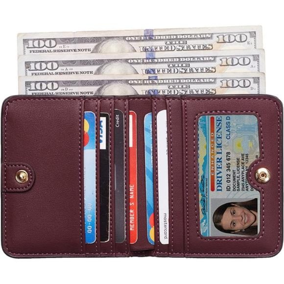 Womens Rfid Blocking Small Compact Bifold Luxury Genuine Leather Pocket Wallet - Picture 5 of 6